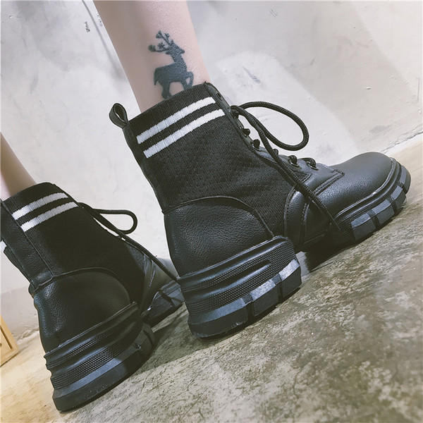 PopularI in INS Winter Sports Shoes Womens Shoes Girls ulzzang Elastic socks Increasing height Dunk High sponge bottom Ankle Martin Boots