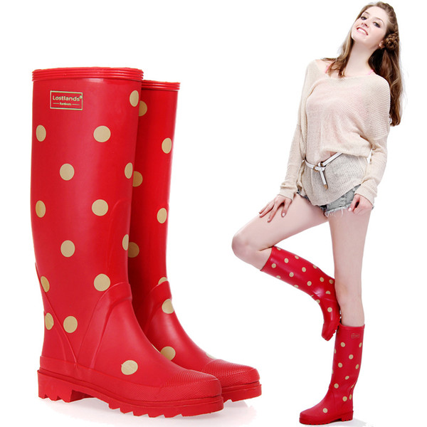 Womens fashion winter rain boots wellington rubber boots waterproof for women