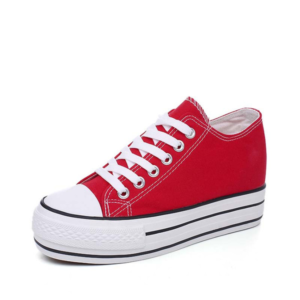 Fashion Canvas Vulcanized Shoes Spring Women Canvas Shoes Height Increasing Shoes Heighten 5cm