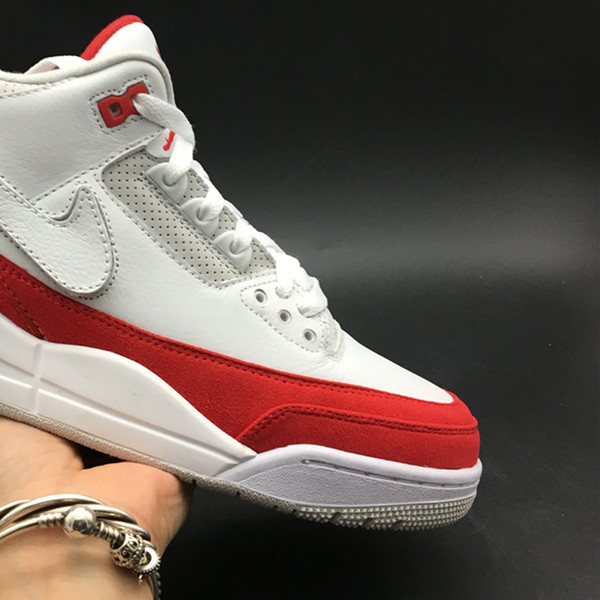 Air 3 Tinker CJ0939-100 3s III White University Red Neutral Grey Men Basketball Sports Shoes Sneakers Best Quality With Original Box