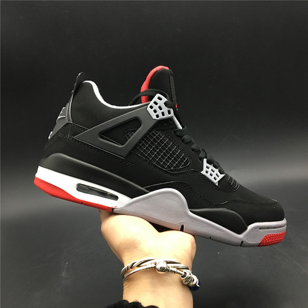 Air 4 OG Bred 308497-060 Black Red 4s IV Kicks Men Basketball Sports Shoes Sneakers Best Quality With Original Box