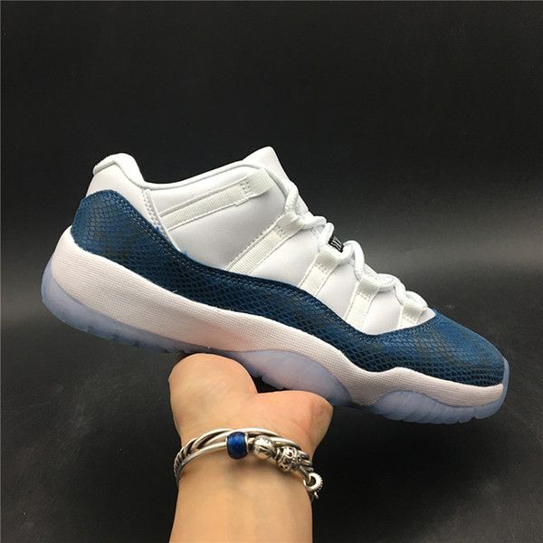 Air 11 Low LE Navy Snakeskin CD6846-102 11s XI White Blue Kicks Women Men Basketball Sports Shoes Sneakers Trainers With Original Box