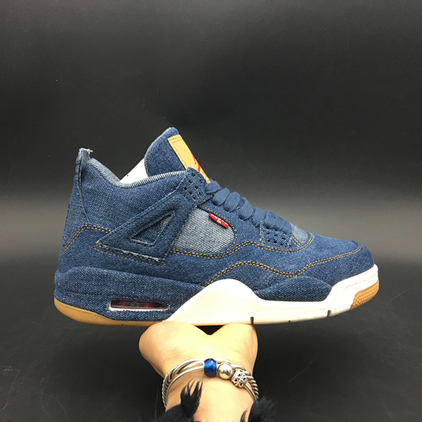 Air 4 Denim Sail Gum AO2571-401 4s IV Blue Kicks Women Men Basketball Sports Shoes Sneakers Good Quality Trainers With Original Box