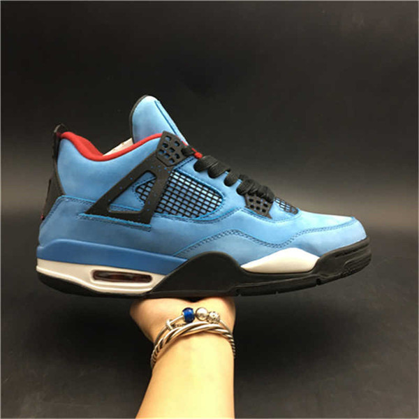 Travis Scott x Air 4 Cactus Jack Houston Oilers 308497-406 4s IV Men Basketball Sports Shoes Sneakers High Quality Trainer With Original Box