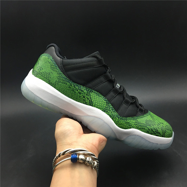 Air 11 Low Green Snake Snakeskin 528895-033 11s XI Kicks Men Basketball Sports Shoes Sneakers Best Quality Trainers With Original Box