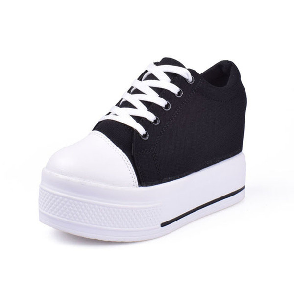 Wedges Canvas Shoes Woman Platform Vulcanized Shoes Hidden Heel Height Increasing Casual Shoes female chaussure femme