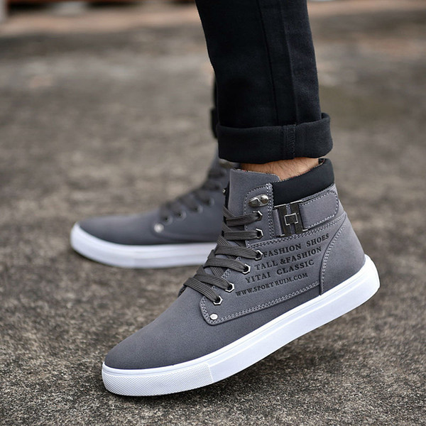 Hot 2018 Spring Autumn Lace-Up Men's Canvas Shoes Big Size Man Buckle Casual Ankle Boots Winter Fashion Leather Shoes Mens Flats