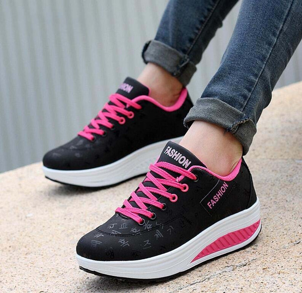 Fashion Women Height Increasing Summer Breathable Waterproof Wedges Sneakers Platform Shoes Woman Pu Leather Casual Shoe