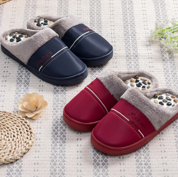 Cobblestone acupoint massage slippers indoor non-slip pedicle shoes health care sole sole massage cotton slippers winter