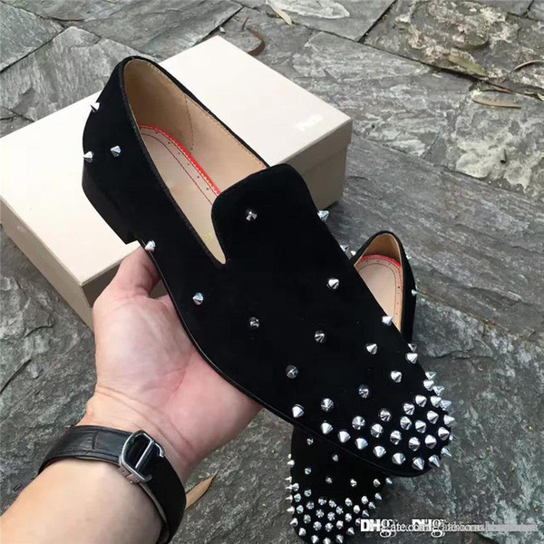 2017 New Christian Christians Multicolored Glitter CL CLss Black Lbille Suede Strass Spike Tip red shoes Doug shoes