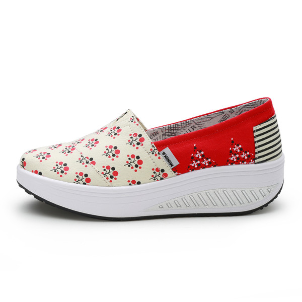 Women Canvas Shoes Breathable Swing Shoes Woman Multicolor Walking Wedges Toning shape ups Lose Weight Slimming Shoes