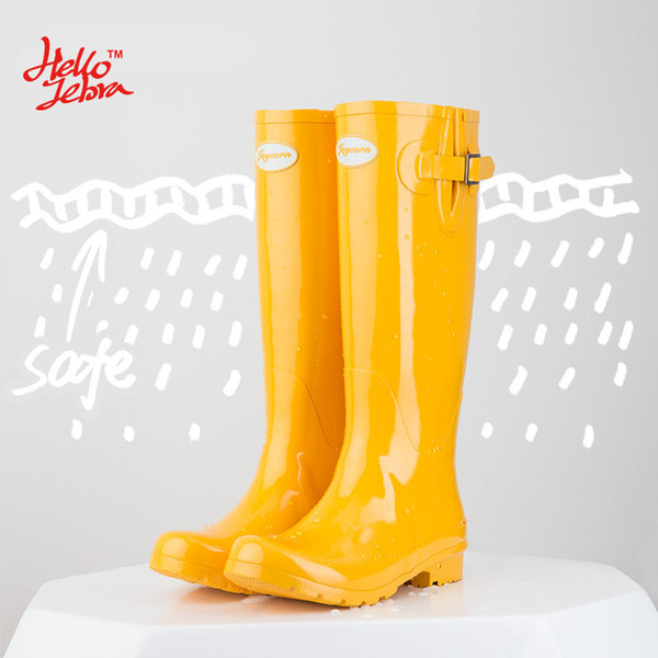 Hellozebra Women Rain Boots England Light knee High Rain Boots Women Candy Color Water Shoes Fall Boots Women Rubber 2017 New Design Fashion