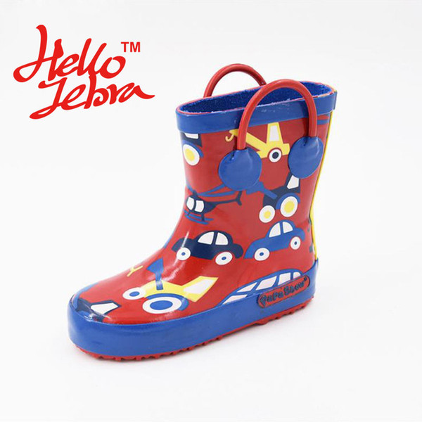 Children Rubber Rain Boots Printing Cat Bee Car Cute Girls Boys Baby Kid Waterproof Cartoon Shoes 2016 New kinderen regenlaarzen With Animal