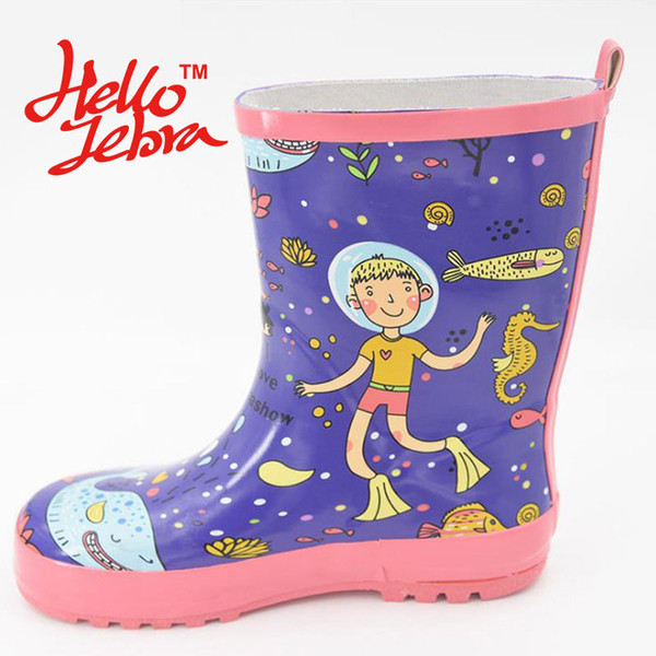 Women Rain Boots Cartoon Animation Ladies Low Hoof Heels Mid Calf Slip Waterproof Round Toe Rainboots 2016 New Fashion Design Lovely Great