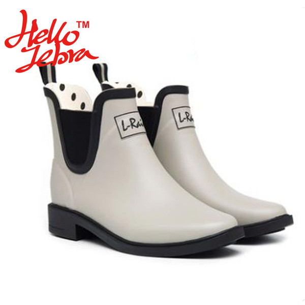 Women Fashion Mixed Colors Rain Boots Ladies Ankle Charm Solid Rubber Low Heel Slip Waterproof Rainboot 2016 New Fashion Design Short Style