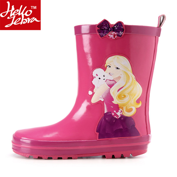 Children Rainboots Girls Baby Kids 2016 New Water Shoes Summer Rubber Rain Boots Mid-Calf Cartoon Fashion Student Boots Printing Cute Girls