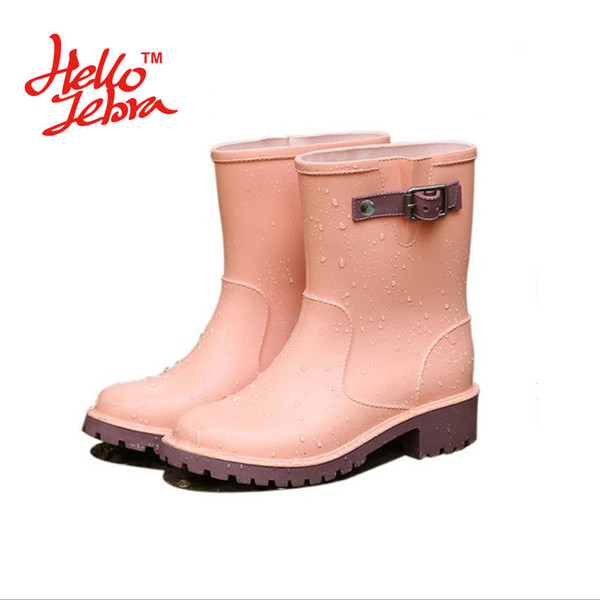 Children Rain Boots Cute Girls Boys Babies Kid Slip On Buckle Solid Hoof Heel Waterproof Shoes 2016 Design kinderen regenlaarzen Simple Chil