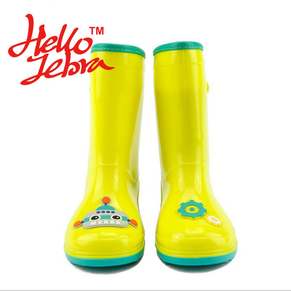 Children Candy Color Rain Boots Cute Boy Girl Baby Kids Recorder Robots Printing Waterproof Shoes 2016 New kinderen regenlaarzen Two Robots