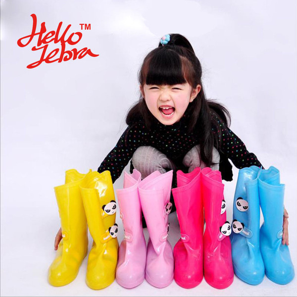 New Children Rain Shoes Covers Solid Mid-Calf Cartoon Waterproof Casual Non-slip Antifouling Shoe Platform Rain Boot 2016 Design Candy Color