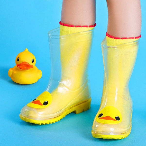 Children Transparent Rain Boots Kids Boys Girls Babies Cat Chick Penguins Toddle Cute Slip Shoe 2016 New kinderen regenlaarzen Rubber Ashion