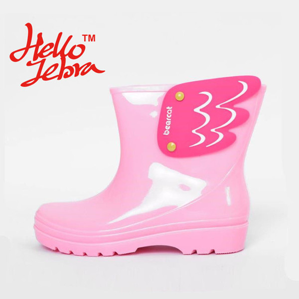 Children Cartorn Rain Boots Cute Boy Girl Baby Kids Candy Color Angel with Wings Waterproof Shoes 2016 New kinderen regenlaarzen Cute Lovely