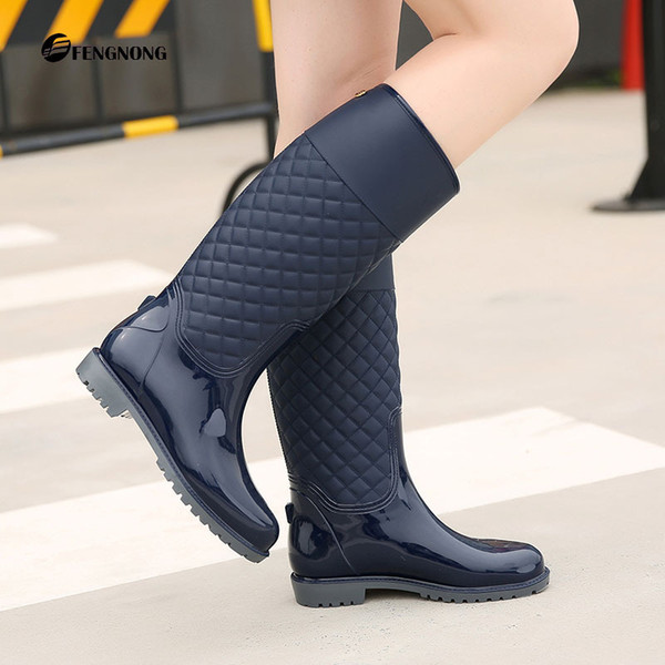 Hot-selling women's shoes high tube rhombus lattice fashion warm inner gallbladder thickened leisure anti-skid shoes