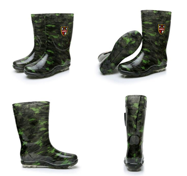 Hot Sale-e rain boots rain boots water shoes protective anti-skid acid-resistant wear tube camouflage rain boots