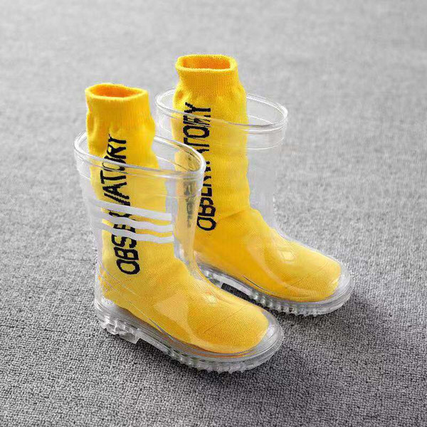 Children rain shoes PVC antiskid kindergarten children middle rain boots boys and girls children transparent water shoes