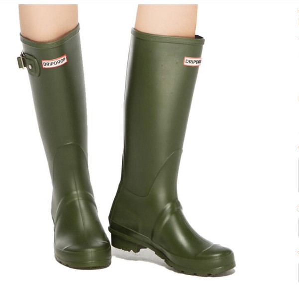 women Non-slip Rain Boots Women PVC Waterproof Water Shoes Woman Wellies Mid-Calf Rubber Rainboots Winter Warm Socks size 39