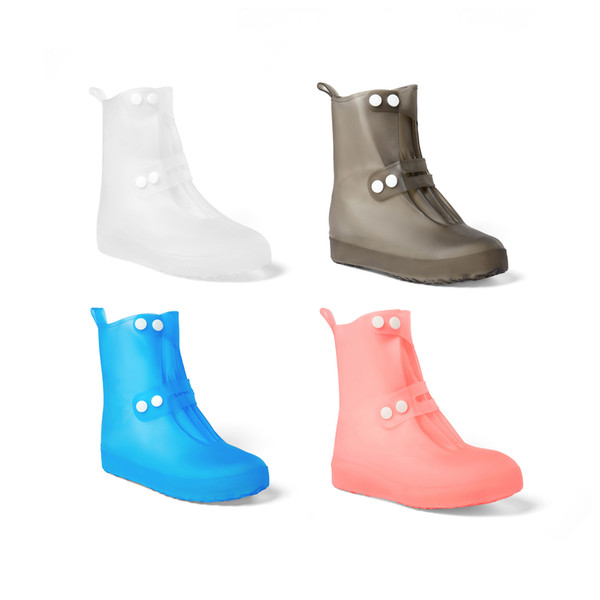 4 Colors PVC Anti-Skid Rain Shoes Boots Waterproof Raincoat Shoescover Water Travel Play Shoes Cover Overshoes Anti-slip Beach Raining socks