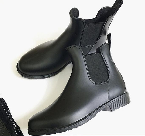 Hot Sale-New Fashion women Jelly Ankle High Martin U Rain Boots Short Black Rubber Wellies Rain shoes drop shipping