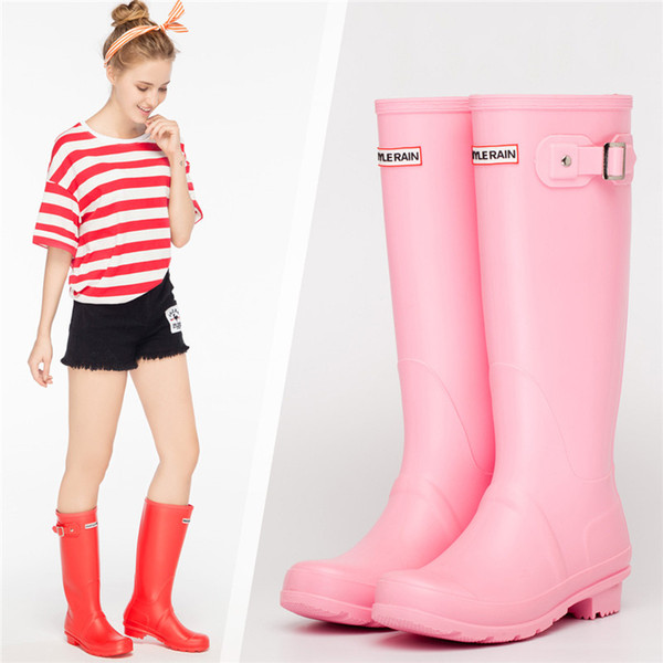 Hot Sale-ots Tall Height Rubber Rain shoes Wellies Rain boots Water Shoes 6Colour High quality