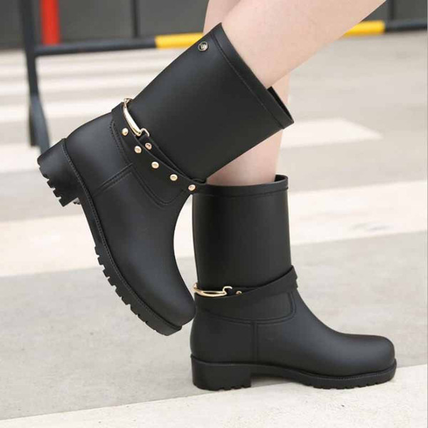 Women Rain Boots Transparent Waterproof Colorful Spring Autumn Shoes Rain Boot Woman Ankle Boots Large size