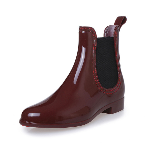 Women rainboots fashion short ankle rain boots nice casual waterproof elastic band injected injection lady female ladies work shoes footwear