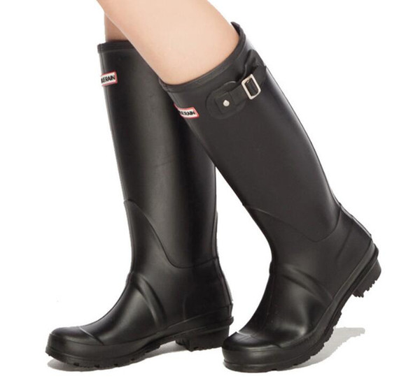 Women Pvc Rain Boots Mid-Calf Waterproof High Top Shoes Water Female Rainboots Slip On Fashion Non-slip Low Heels Comfortable