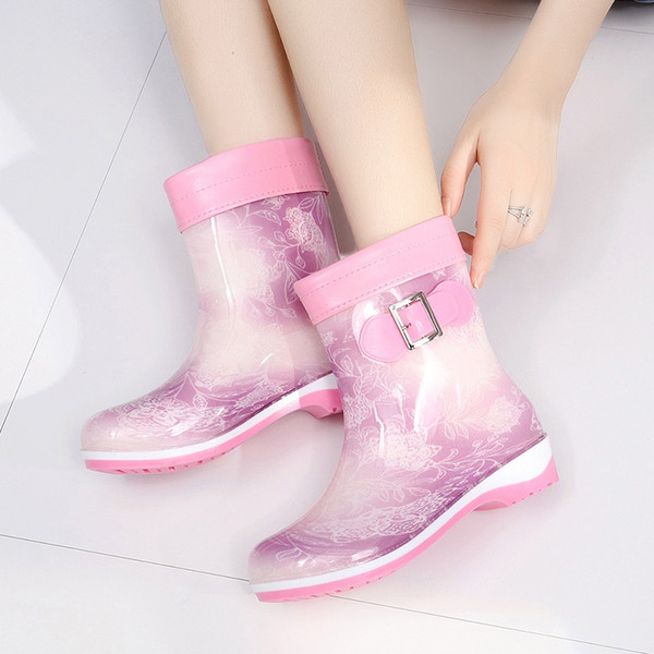 Hot Sale-cute rain boots winter warm half boots casual big size 36-41 waterproof jelly rubber shoes slip on ladies female work footwear