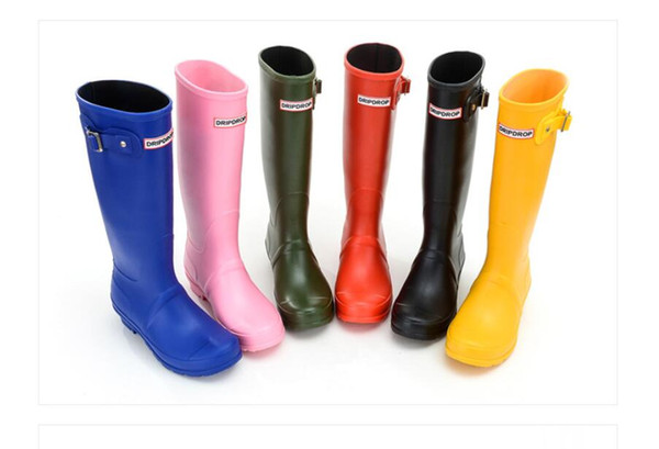 2020 New Arrival Tall Rain Boot Women Ankle Rainboots Ms. Glossy Wellington Rain Boots Wellington Knee Boots Fast Delivery