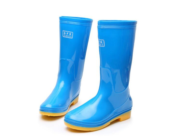 PVC high rain boots anti-skid bottom wear-resistant work rain boots two-color rain ladies slippery shoes blue