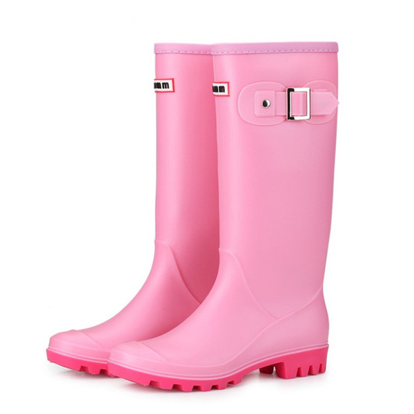 PVC women's rain boots ladies girls rubber casual walking hunting outdoor hunter mid calf waterproof metal women