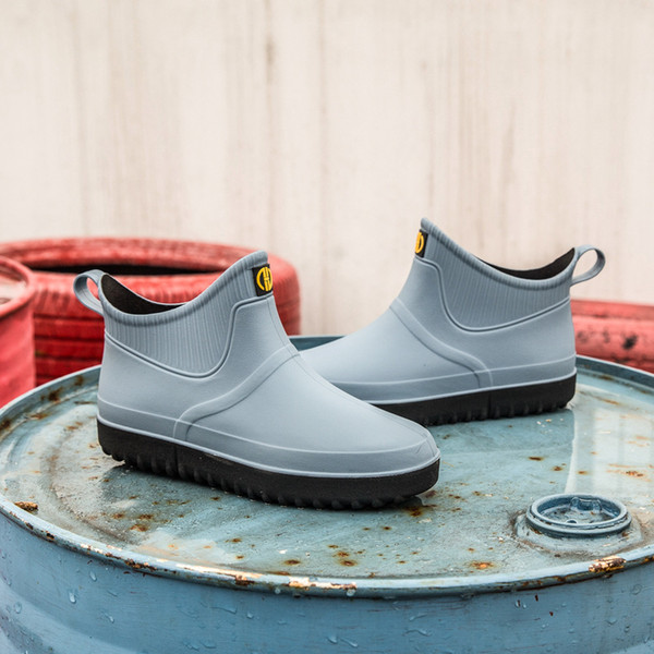 men's low help anti-skid waterproof rubber shoes men's short boots boots water shoes four seasons cotton shoes warm