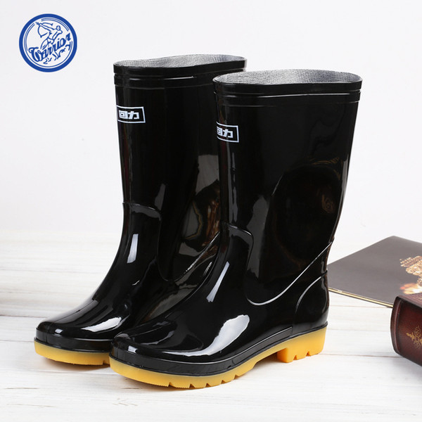 Man Labor Insurance Male Rain Shoes In Canister Pvc Boots Waterproof Non-slip Male Ox Tendon Rain Shoes Water Shoes