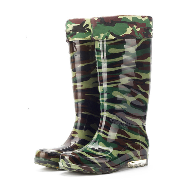 Files Thickening Camouflage High Canister Waterproof Non-slip Rain Overshoes Rubber Shoes Car Wash Water Boots