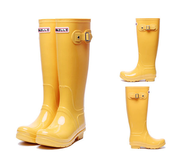 Hot Sale- rain boot Women fashion Knee-high tall rain boots England style waterproof welly boots Rubber rainboots water shoes rainshoes