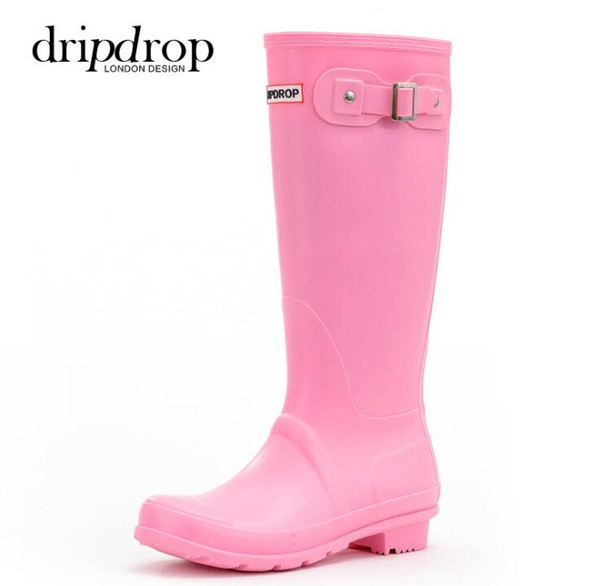 Rain Boots Women 2020 Mixed Colors Ladies Rubber Boots Fashion Waterproof Rainboot Non-Slip Low Heel Women Shoes D6