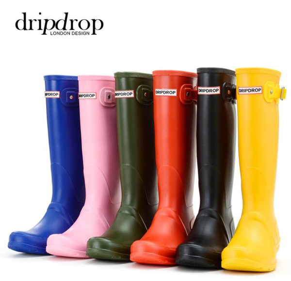 2020 Rubber Rainboots Women's Rain Boots Waterproof Matte Knee-High Wellies Wellington Boots for Garden Work Boots D25