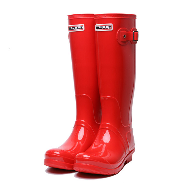 Protection Rain Ma'am Adult High Canister Autumn Non-slip Waterproof Set Boots Wear-resisting Pure Color Water Shoes