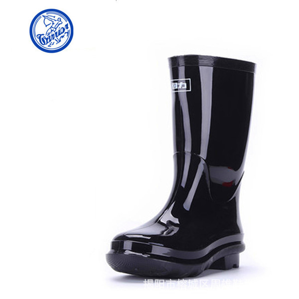 Style Male In Canister Labor Insurance Rain Pvc Boots Waterproof Non-slip Wear-resisting Plastic Cement Water Shoes