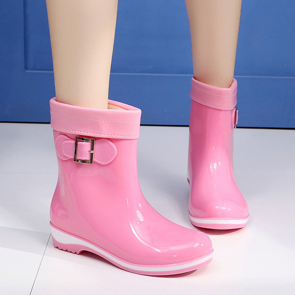 Hot Sale- boots winter warm half boots casual big size 36-41 waterproof jelly rubber shoes slip on ladies female work footwear