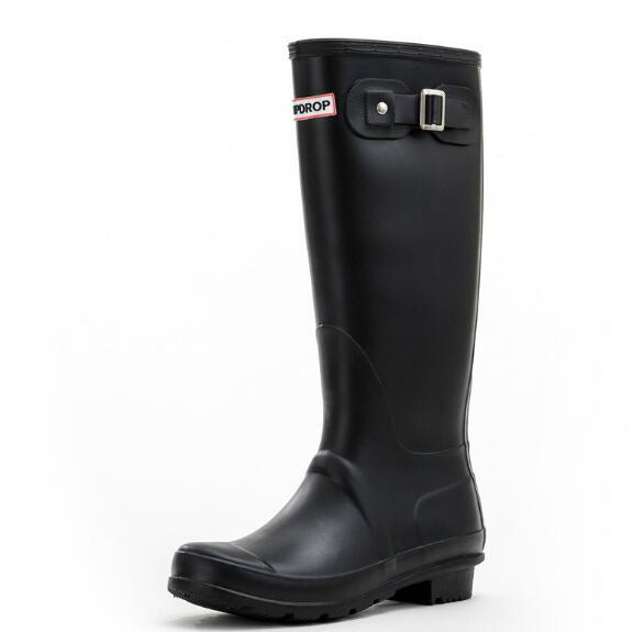 Hot Sale-Women RAINBOOTS fashion Knee-high tall rain boots England style waterproof welly boots Rubber rainboots water shoes rainshoes