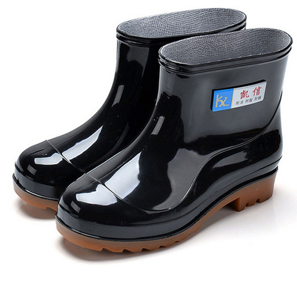 Free Shipping Rubber Boots 2017 Waterproof Trendy Jelly Man Ankle Rain Boot Elastic Band Solid Color Rainy Shoes Construction workers shoes